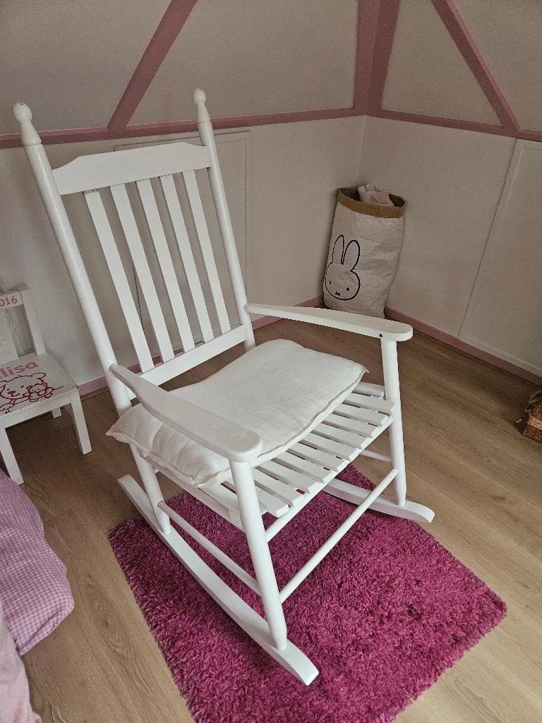Schommelstoel, Huis en Inrichting, Stoelen, Ophalen, Gebruikt, Wit, Eén