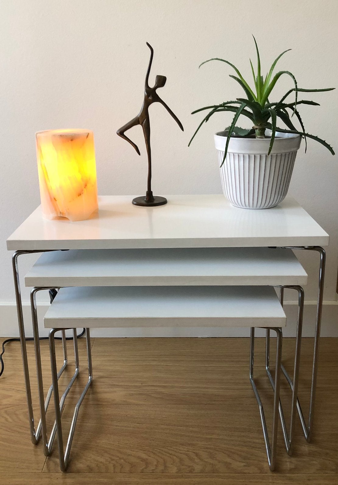 Vintage onyx marmeren tafellamp (& Brabantia  Mimiset ‘60), Meerkleurig, E14 (klein), Overige stijlen, Ophalen of Verzenden