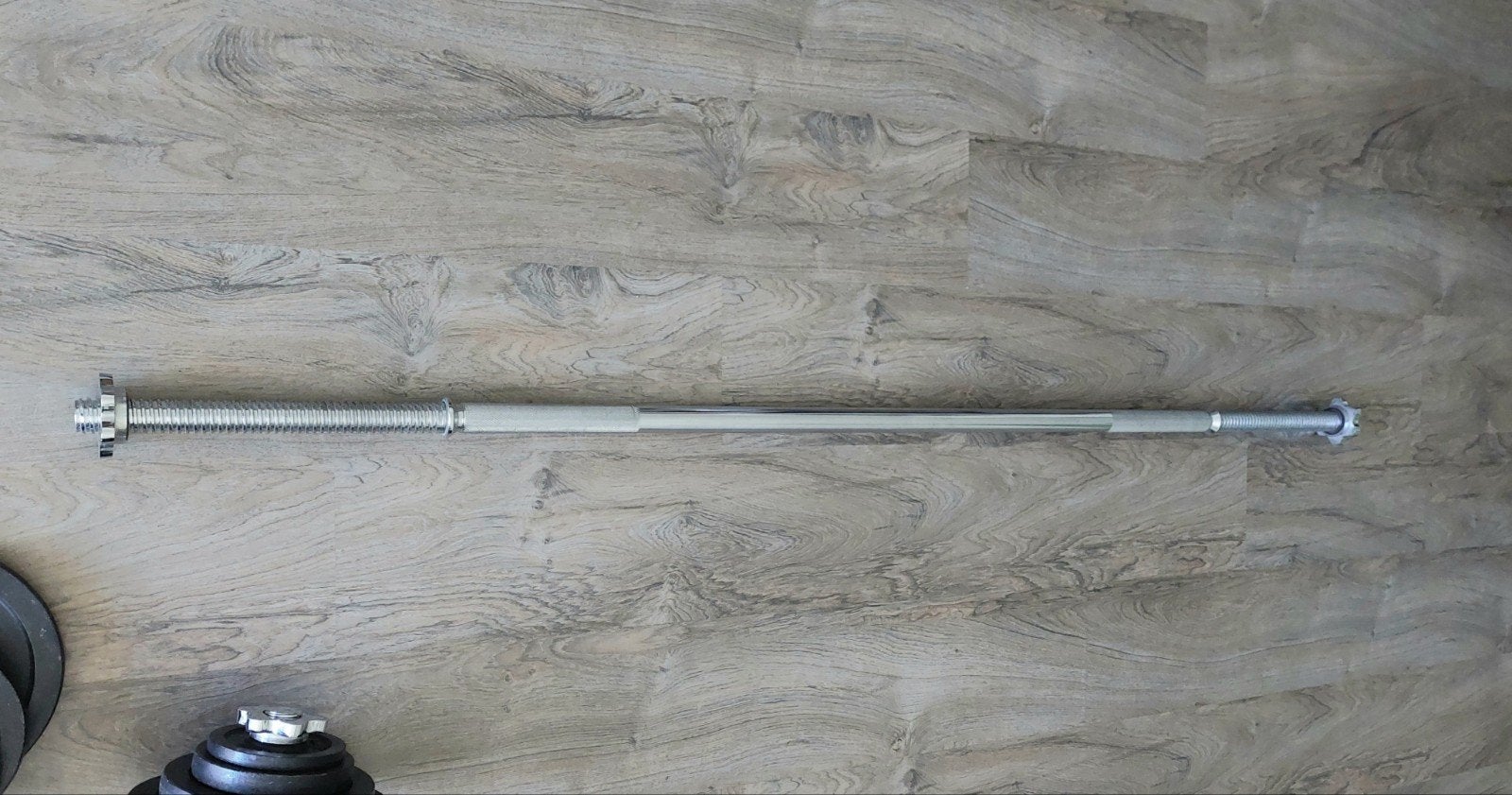 Halterstang met spinlock sluitingen, 165 cm lang en 30mm dik, Ophalen, Zo goed als nieuw, Benen, Halterstangen