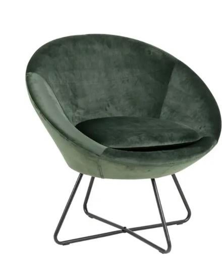 Fauteuil Forli - fluweel - groen - Nieuwprijs €229, Ophalen, Zo goed als nieuw, Overige kleuren, Eén