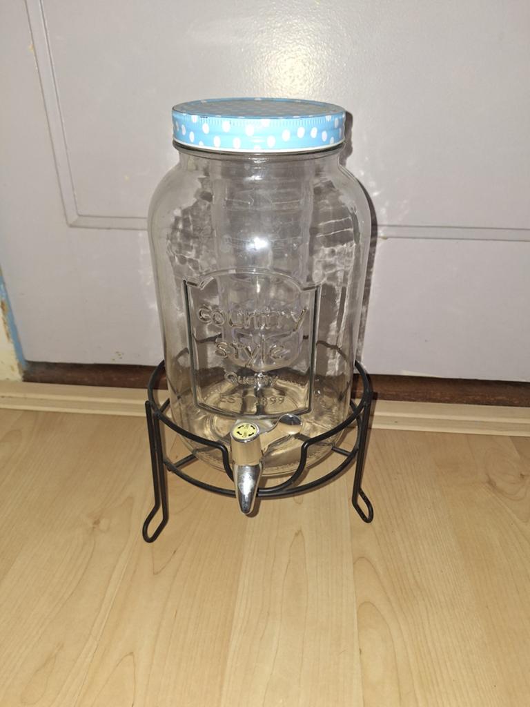 Glazen drankdispenser met kraantje en standaard, Huis en Inrichting, Keuken | Keukenbenodigdheden, Ophalen, Zo goed als nieuw