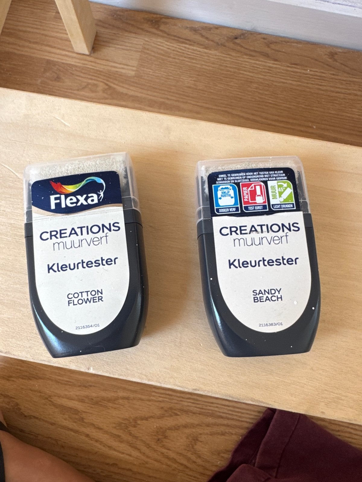 Flexa Muurverf Testers (2x30ml) Cotton Flower & Sandy beach, Ophalen of Verzenden, Zo goed als nieuw
