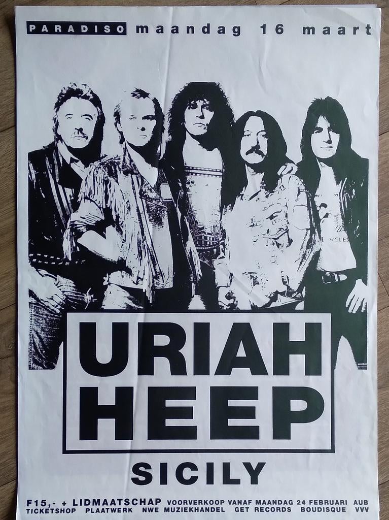 Vintage Uriah Heep Paradiso Concert Poster 1991, Ophalen of Verzenden