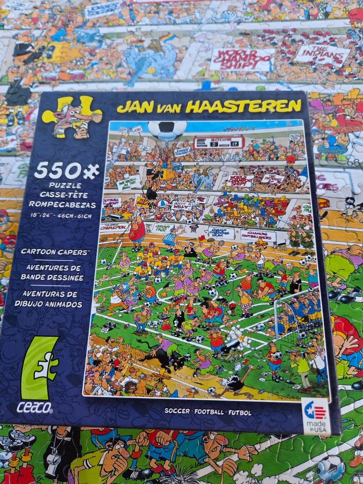 Jan van haasteren Ceaco USA puzzel 550 stuks Foodball, Ophalen of Verzenden, 500 t/m 1500 stukjes, Zo goed als nieuw, Legpuzzel