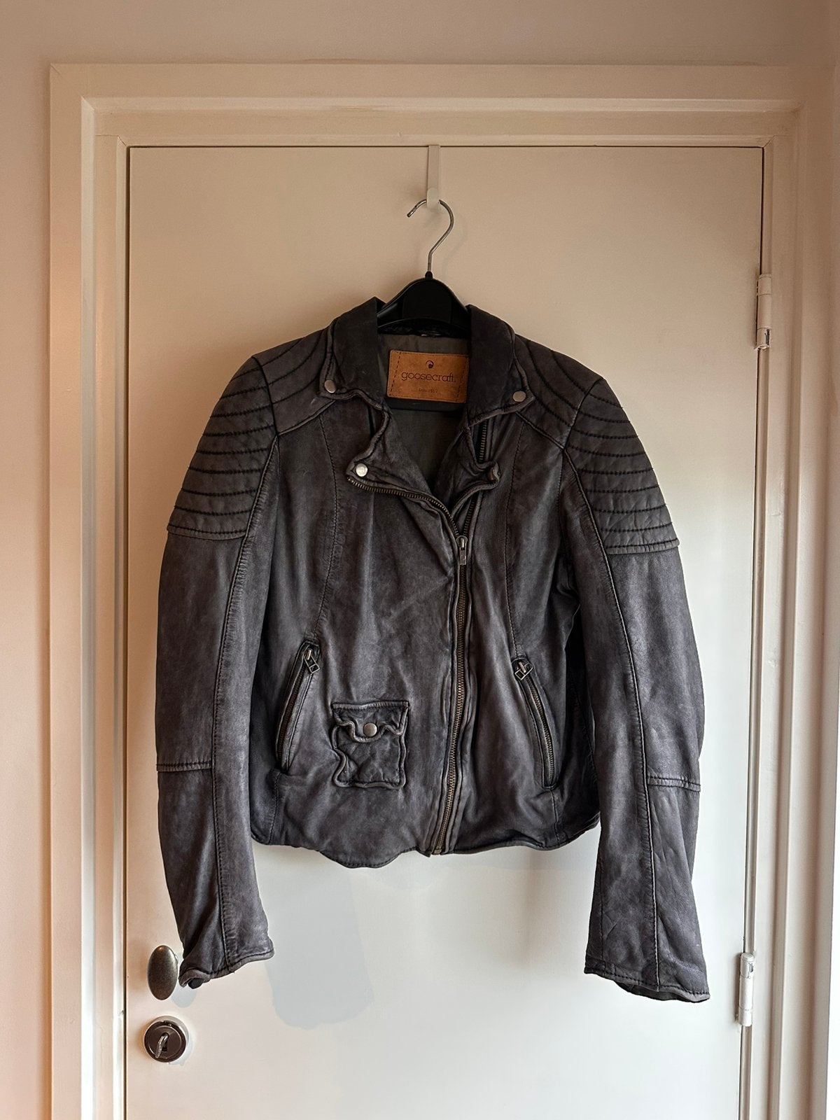 Goosecraft Biker 467 leren Jas  - maat M, Ophalen of Verzenden, Gedragen, Maat 38/40 (M), Grijs
