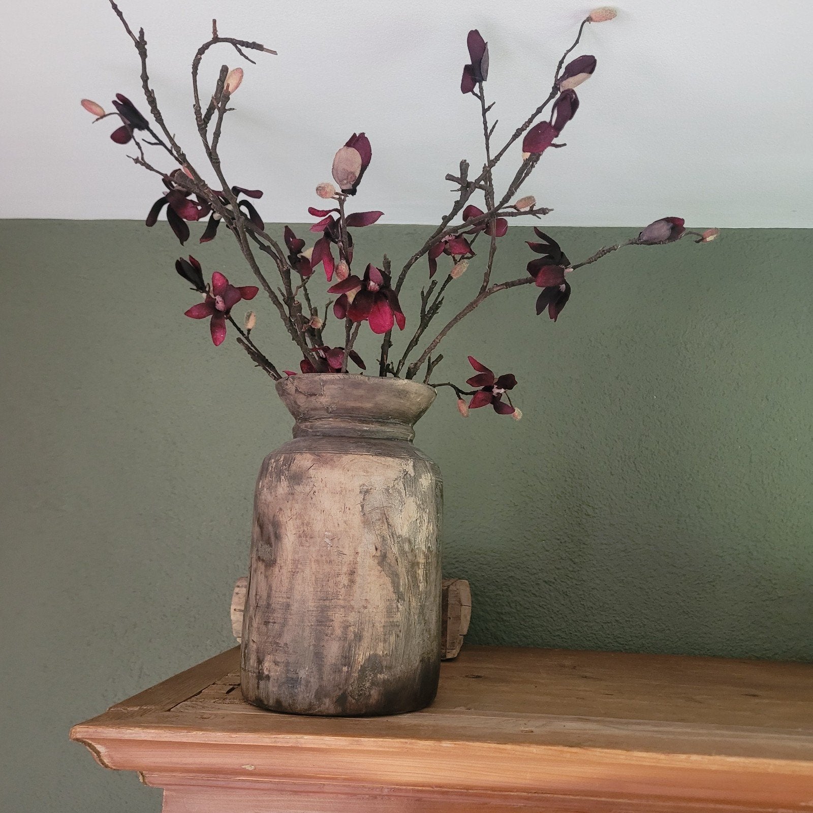 Decoratieve Houten Vaas met Kunstbloemen, Overige materialen, Gebruikt, Overige kleuren, 50 tot 75 cm