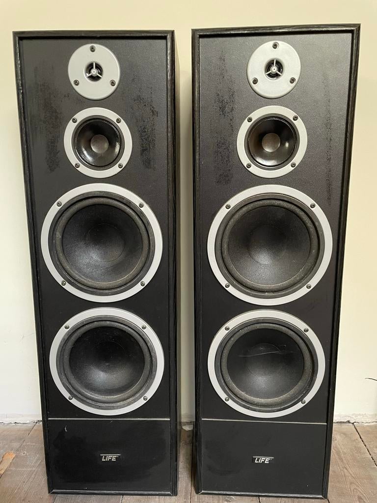 LIFE L 8992 V/10/00 3-weg kolomluidsprekers (set van 2), Audio, Tv en Foto, Luidsprekers, Gebruikt, 120 watt of meer, Front, Rear of Stereo speakers