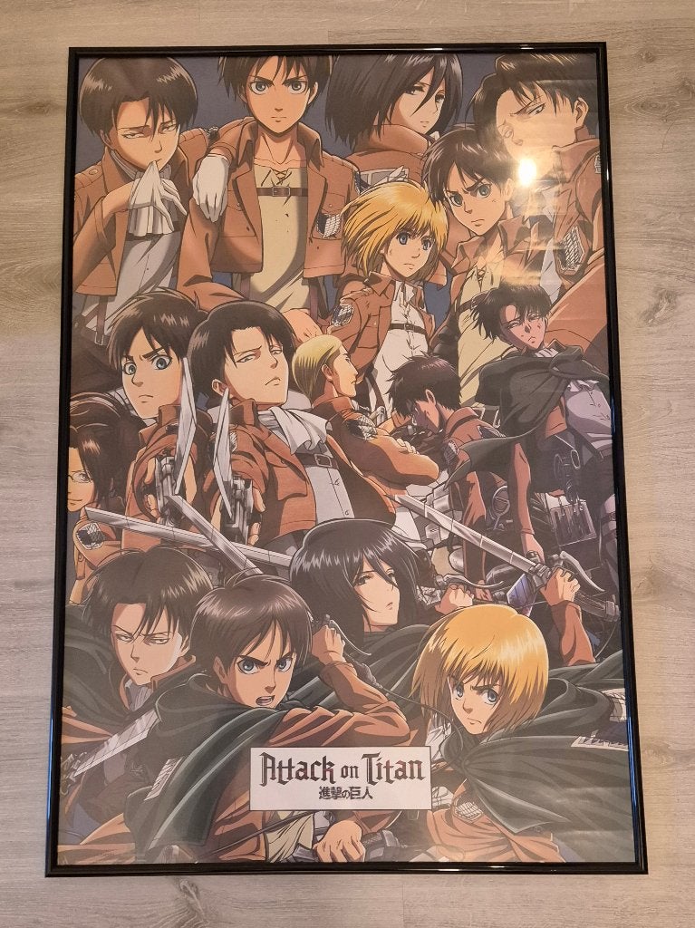 Attack on Titan Poster met lijst, Ophalen, Gebruikt, A1 t/m A3, Met lijst