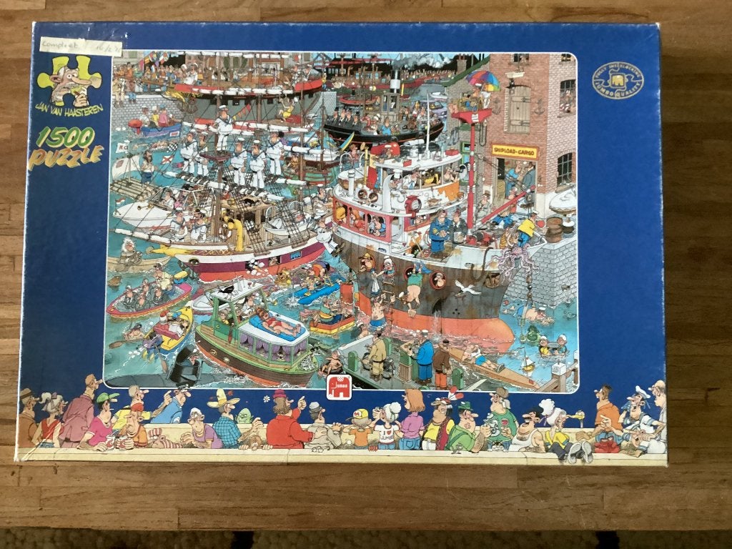 Jan van Haasteren puzzle de haven, Ophalen of Verzenden, 500 t/m 1500 stukjes, Zo goed als nieuw, Legpuzzel