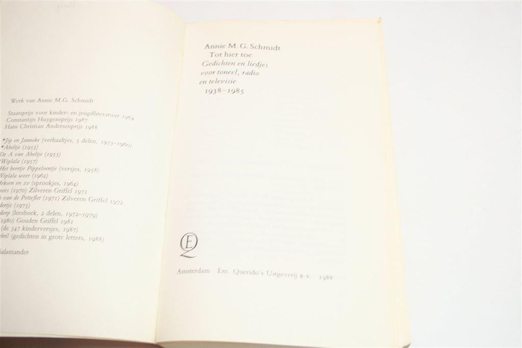 Tot hier toe — Annie M.G. Schmidt — Gedichten & Liedjes, Ophalen of Verzenden, Gelezen
