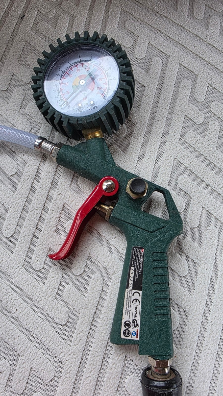 Bandenspanningsmeter met slang en manometer, Ophalen of Verzenden, Gebruikt
