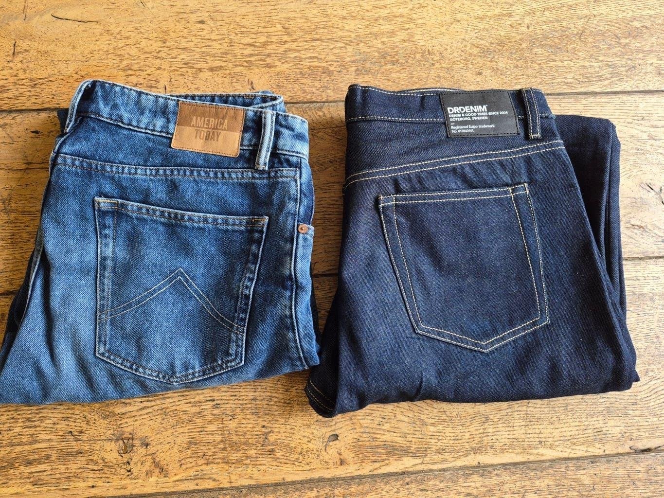 2 spijkerbroeken America Today ZGAN mt 33w-34L en 34/34, Ophalen, Zo goed als nieuw, Blauw, W33 - W34 (confectie 48/50)