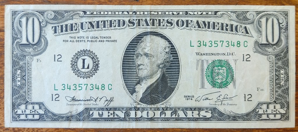 Bankbiljet USA 10 Dollar 1974, Verzenden, Noord-Amerika, Los biljet