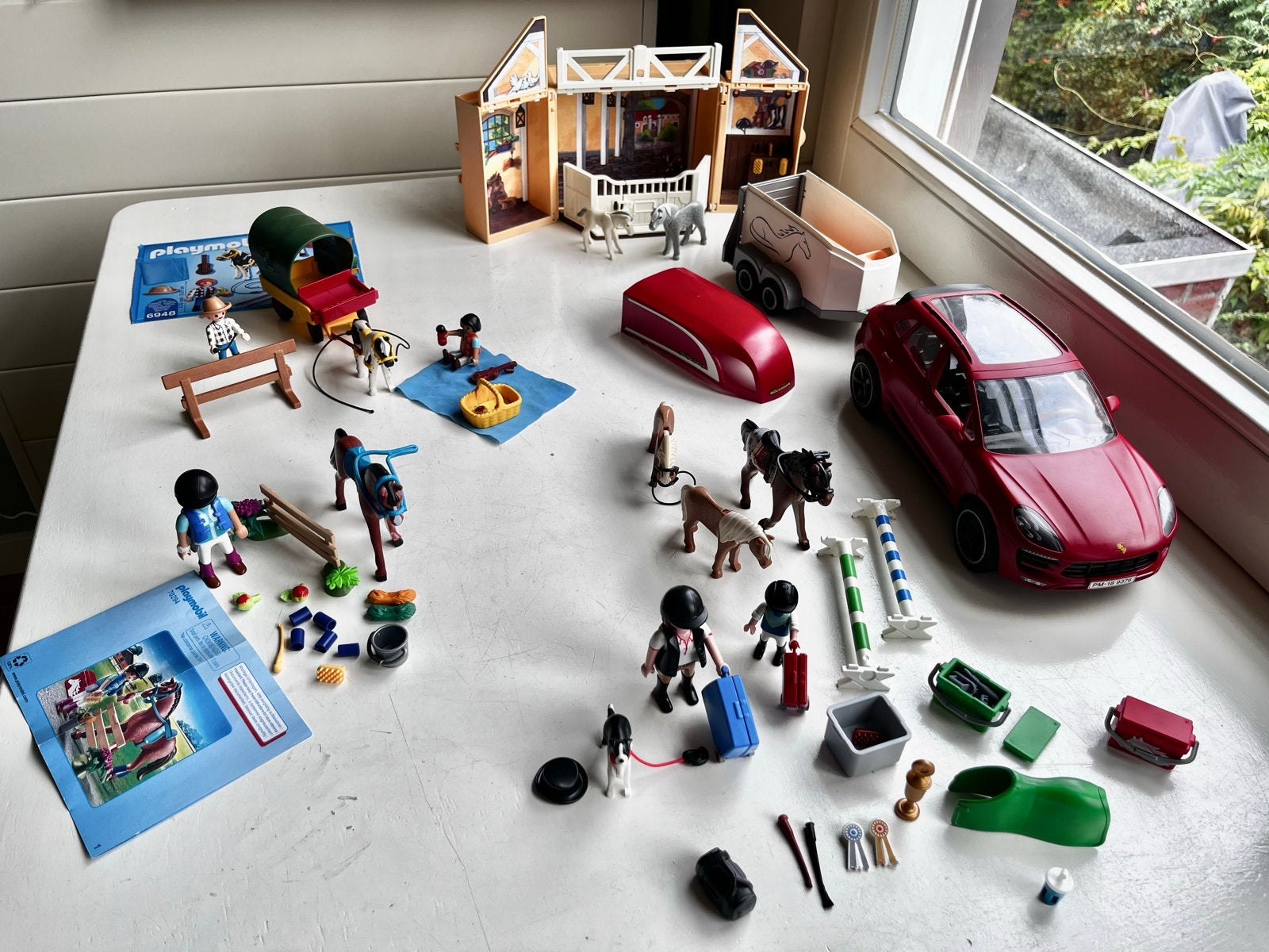 Grote Playmobil paardenset met Porsche en veel accessoires, Ophalen, Gebruikt, Jongen of Meisje