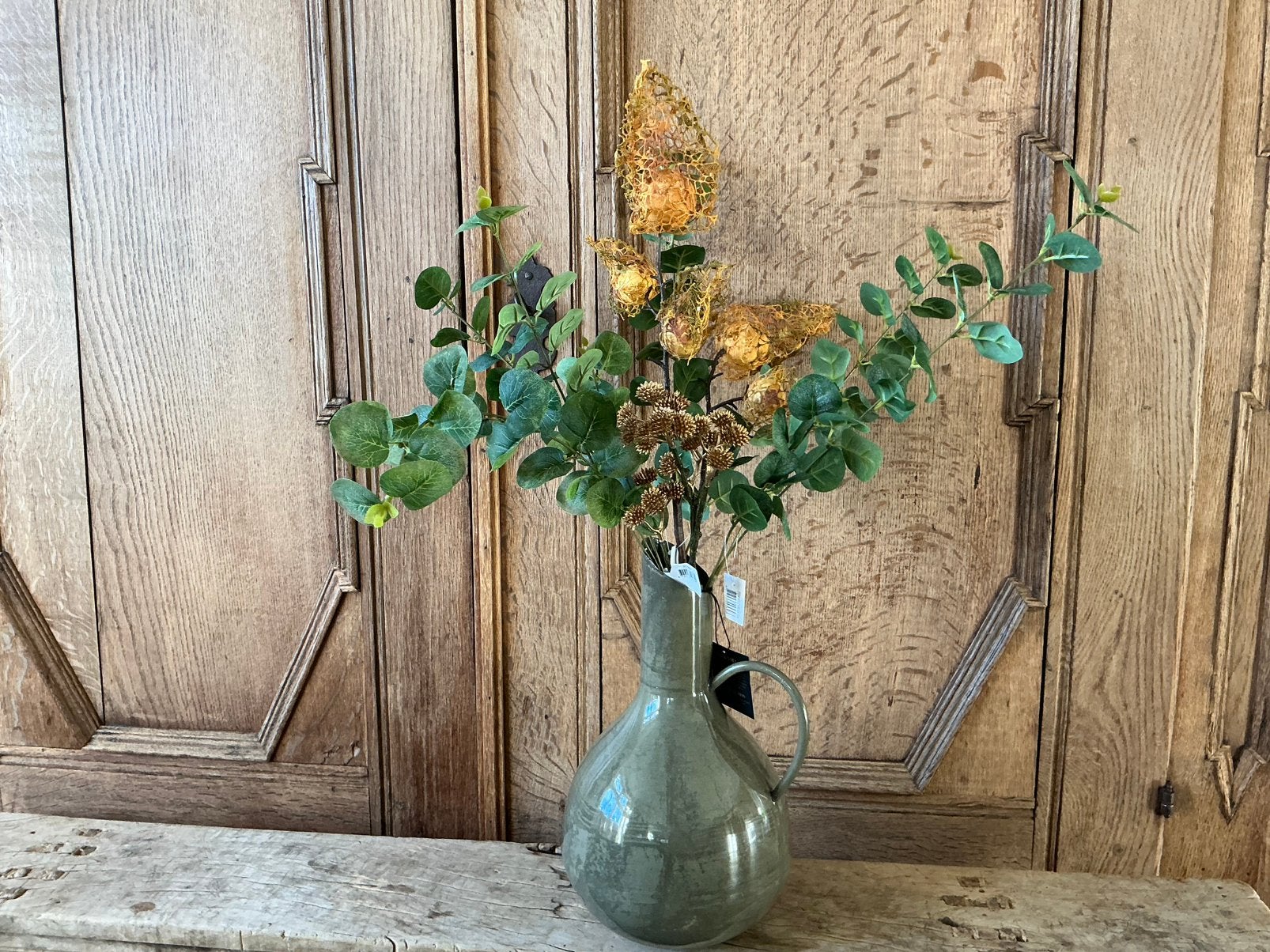 NIEUW metalen vaas kruik met kunstbloemen, Ophalen of Verzenden, Nieuw