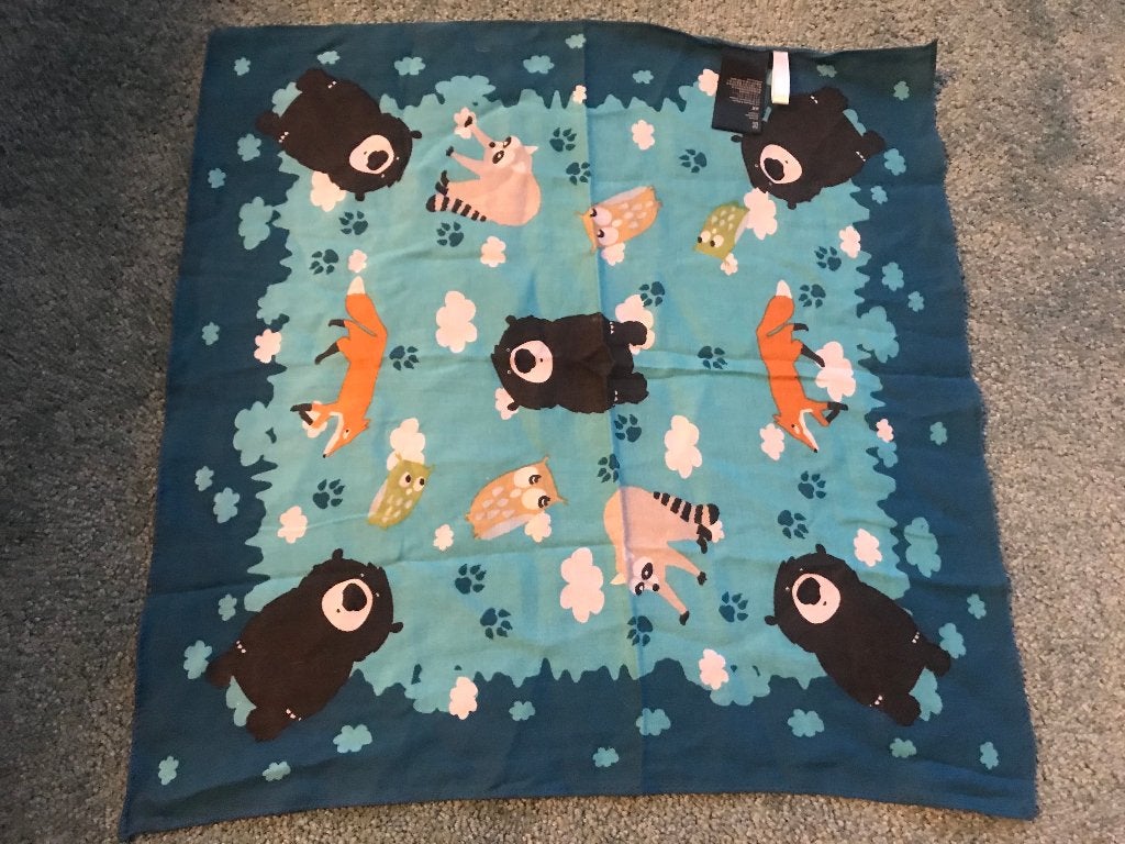 H&M blauwe baby doek sjaal puntsjaaltje met beertjes 40 cm, Ophalen of Verzenden, Nieuw
