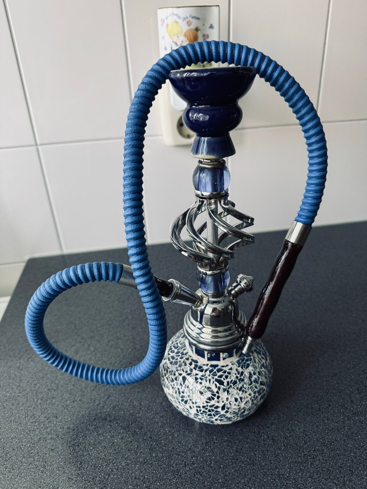 Mooie blauwe waterpijp met mozaïek design, Ophalen of Verzenden, Zo goed als nieuw, (Water)pijp