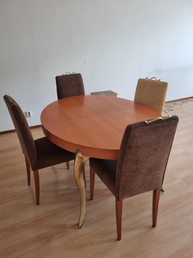 Eettafel set: ovale tafel (uitschuifbaar) met 4 stoelen, Huis en Inrichting, Tafels | Eettafels, Gebruikt, 100 tot 150 cm, 200 cm of meer