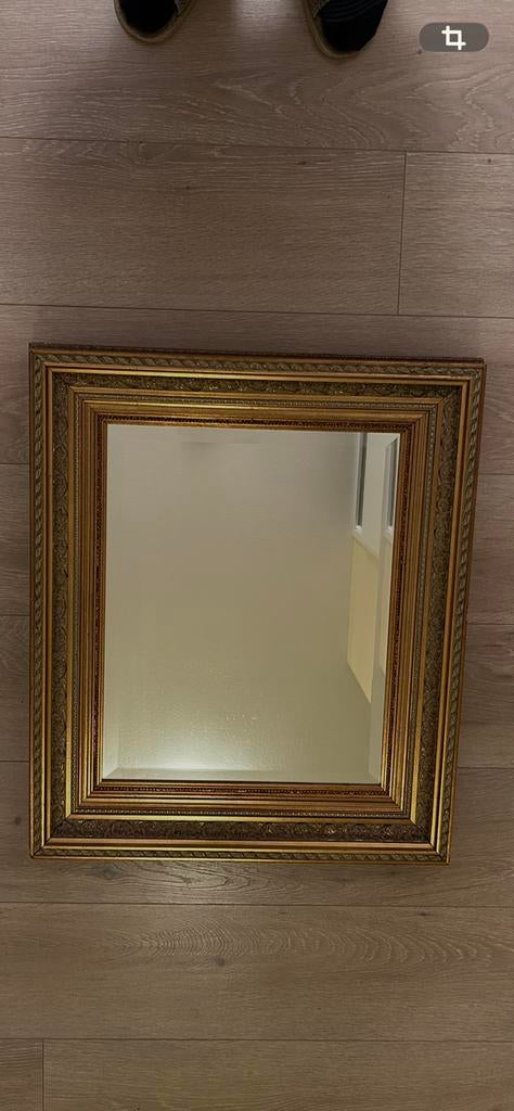 Spiegel ( antiek ) met facet geslepen glas, Ophalen, Zo goed als nieuw, Rechthoekig, Minder dan 100 cm