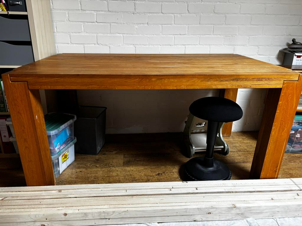 Eiken eettafel, Huis en Inrichting, Ophalen, 200 cm of meer, 50 tot 100 cm, Zo goed als nieuw