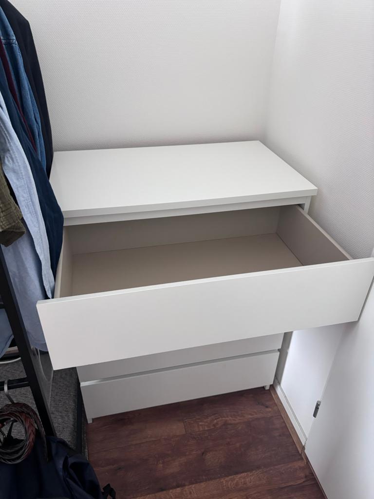 IKEA Malm ladekast met 4 lades - Wit, Huis en Inrichting, Kasten | Ladekasten, Ophalen, 100 tot 150 cm, 50 tot 100 cm, Zo goed als nieuw