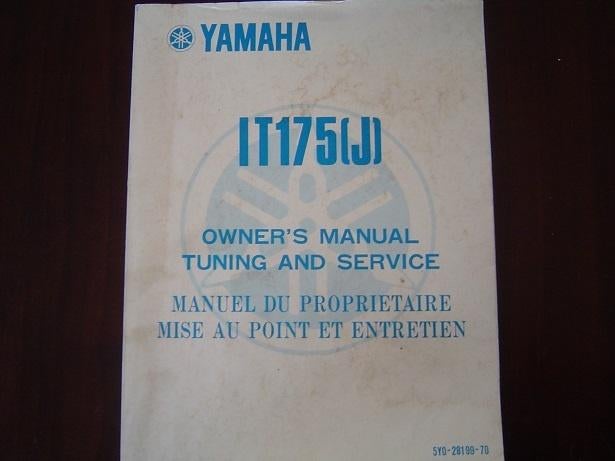 Yamaha IT175 J  1982 owner's service manual IT 175 cross, Motoren, Ophalen of Verzenden, Yamaha