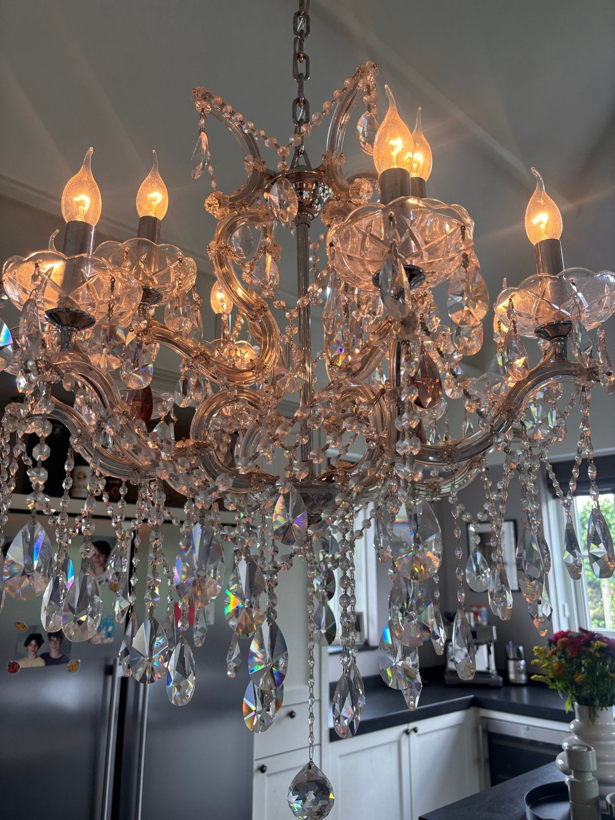 Prachtige swarovski kristallen kroonluchter met 8 armen, Huis en Inrichting, Lampen | Kroonluchters, Ophalen, Zo goed als nieuw