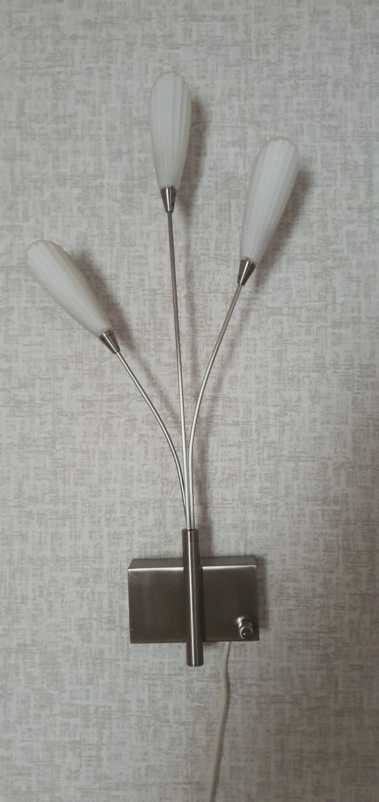 Moderne wandlamp met 3 lichtpunten, geborsteld staal, Ophalen, Gebruikt, Overige fittingen, Wandlamp