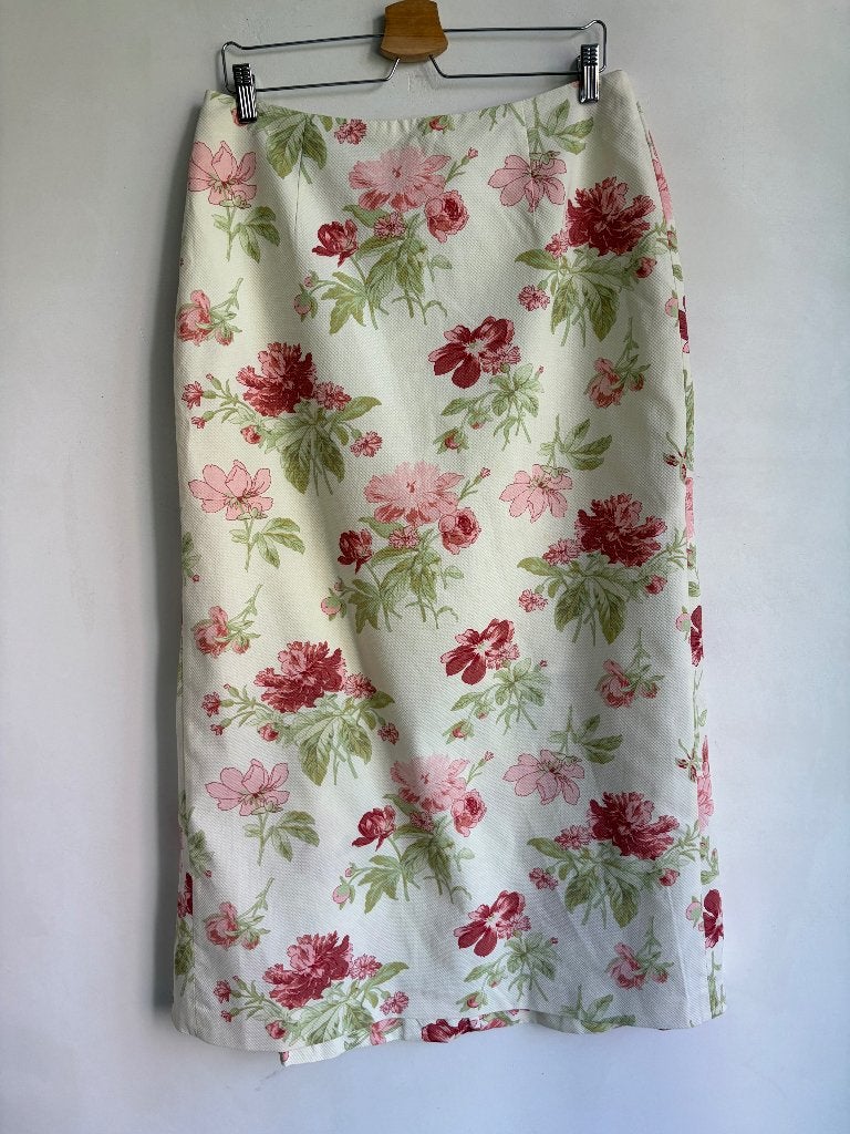 laura ashley rok maxi rok beige bloemen, Kleding | Dames, Maat 38/40 (M), Verzenden, Beige, Zo goed als nieuw