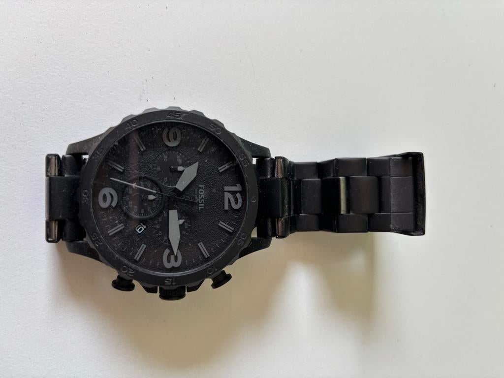 Fossil horloge zwart, Ophalen of Verzenden, Gebruikt, Staal, Polshorloge