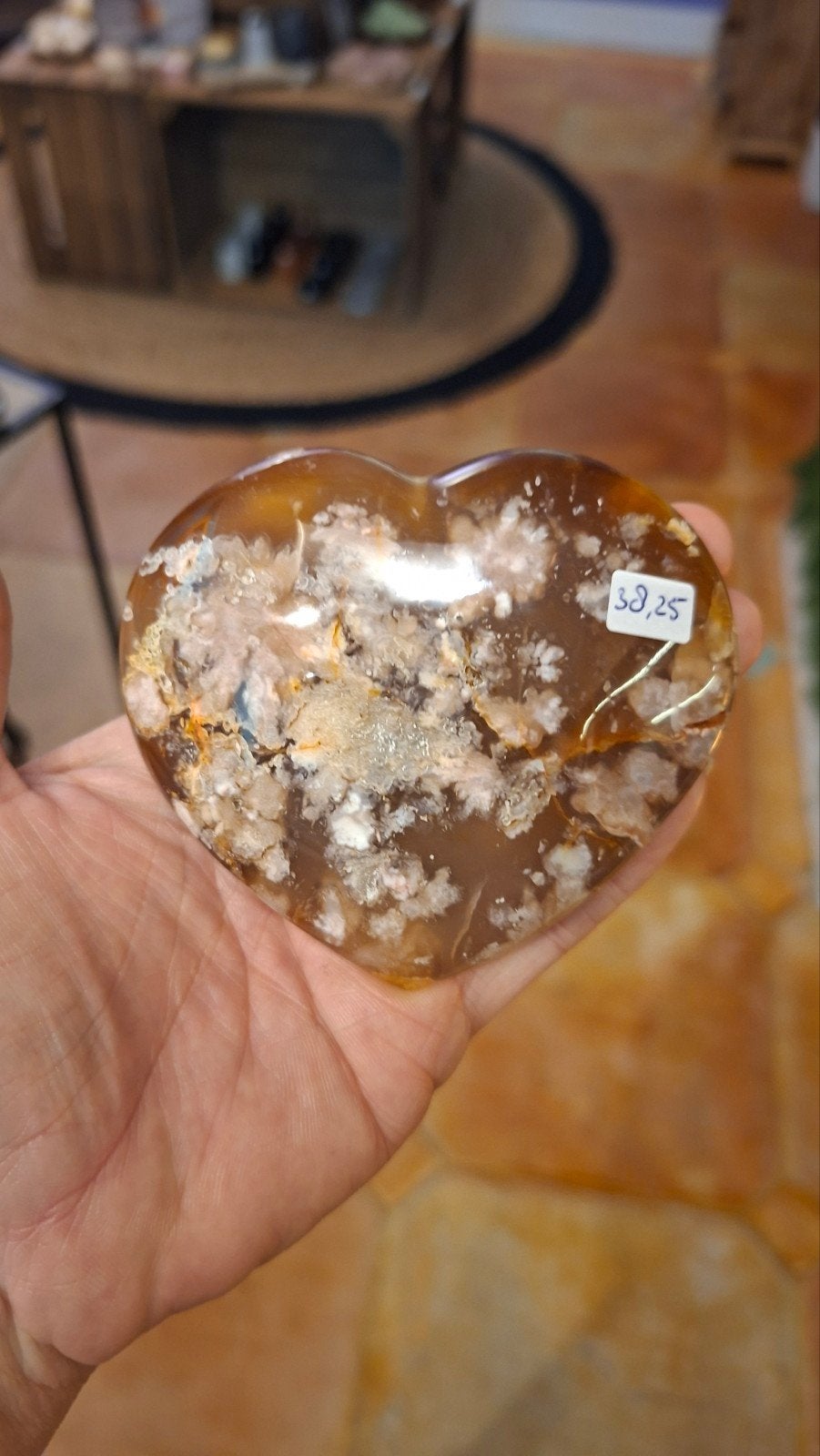 bloem agaat hart, Verzamelen, Ophalen of Verzenden, Mineraal