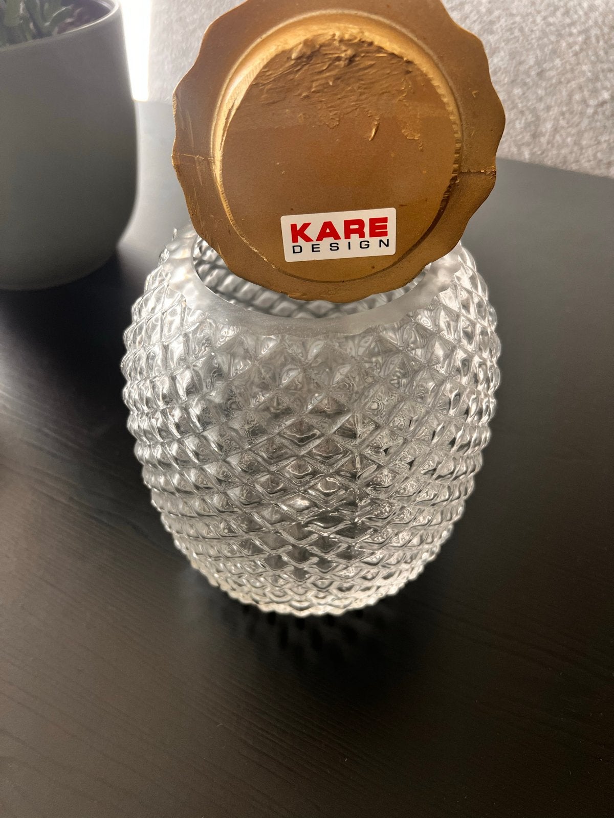 KARE Design Glazen Ananas Pot met Gouden Deksel, Ophalen of Verzenden, Zo goed als nieuw, Glas, Goud