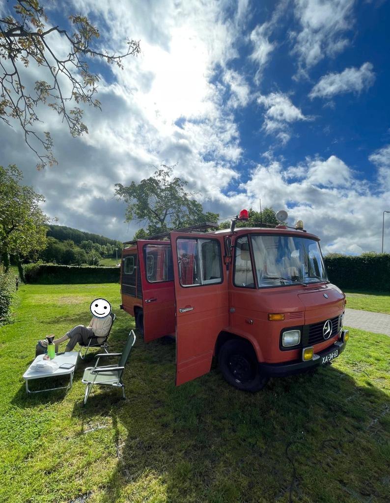 Camper brandweerbus (Mercedes L408) - LPG & benzine, Caravans en Kamperen, Campers, Chemisch toilet, Buscamper of Camperbus, Imperial