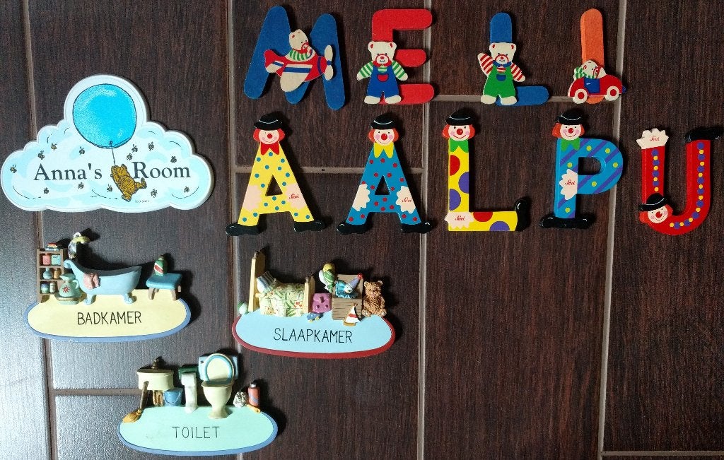 Letters van hout en deurhangers, Kinderen en Baby's, Kinderkamer | Inrichting en Decoratie, Meerkleurig, Ophalen of Verzenden