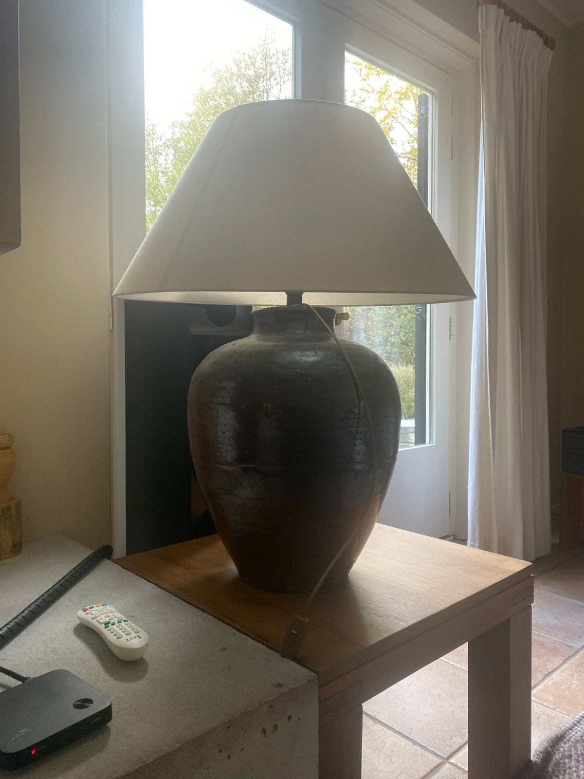 Mooie grote kruiklamp 80cm, Ophalen, Gebruikt, Landelijk, Bruin