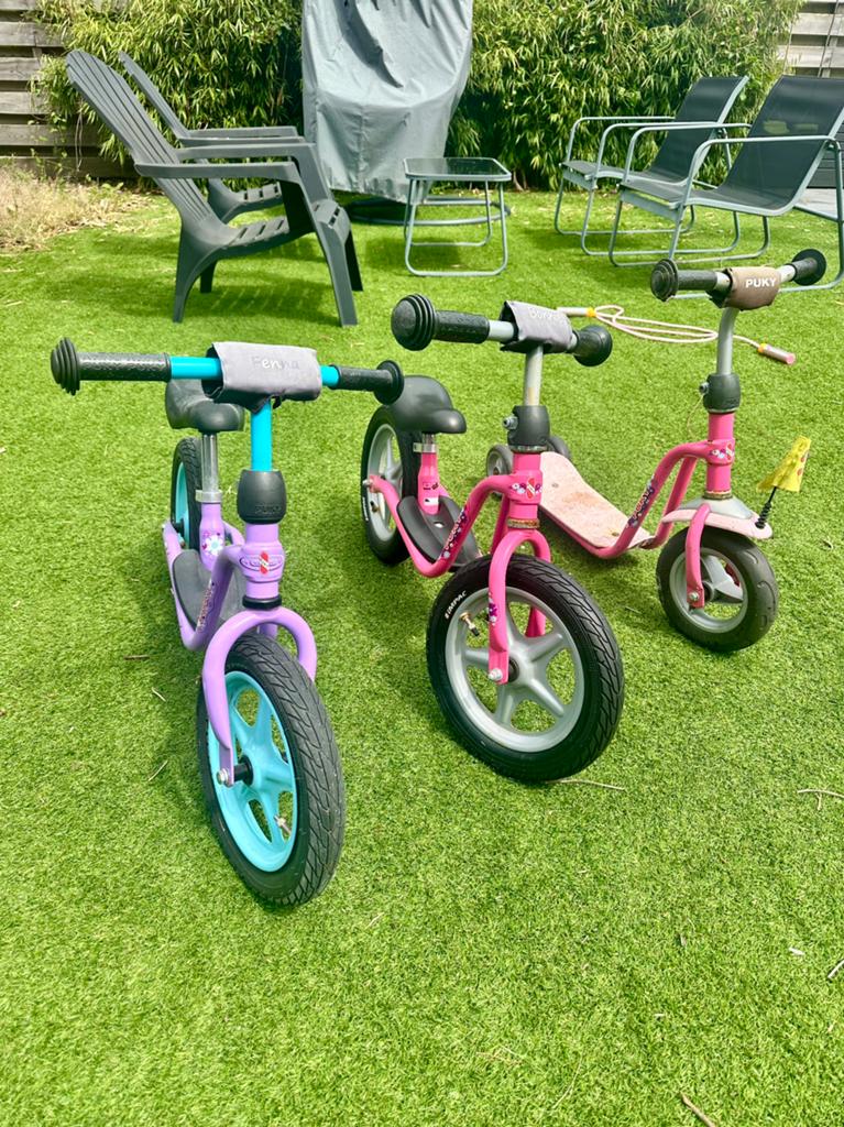 2 Puky loopfietsjes en 1 step - gratis af te halen, Ophalen, Gebruikt, Minder dan 16 inch