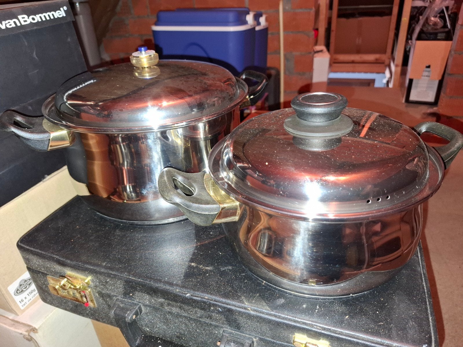 Grote Berghoff RVS pannen - Goede staat, Gebruikt, Ophalen of Verzenden, Rvs, Kookpan