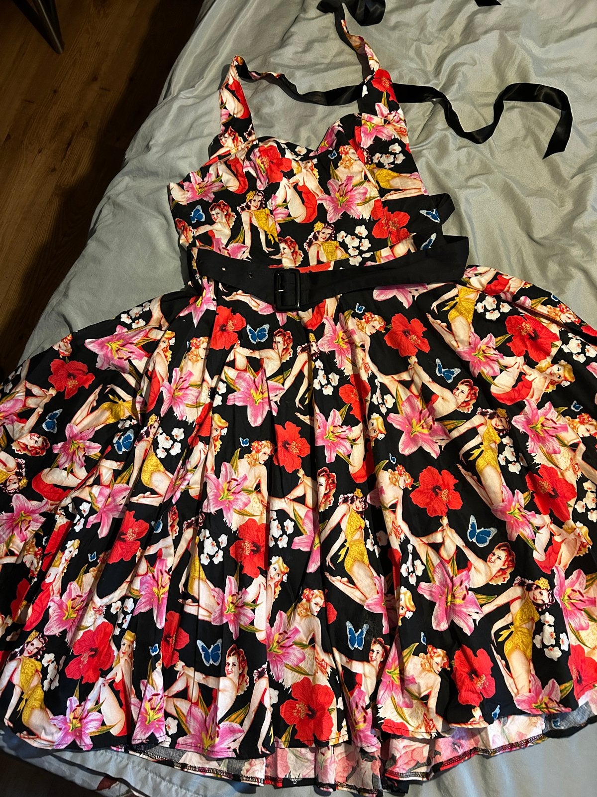 Hell Bunny Vixen Pin-up Jurk XL, Kleding | Dames, Meerkleurig, Maat 46/48 (XL) of groter, Ophalen of Verzenden, Zo goed als nieuw