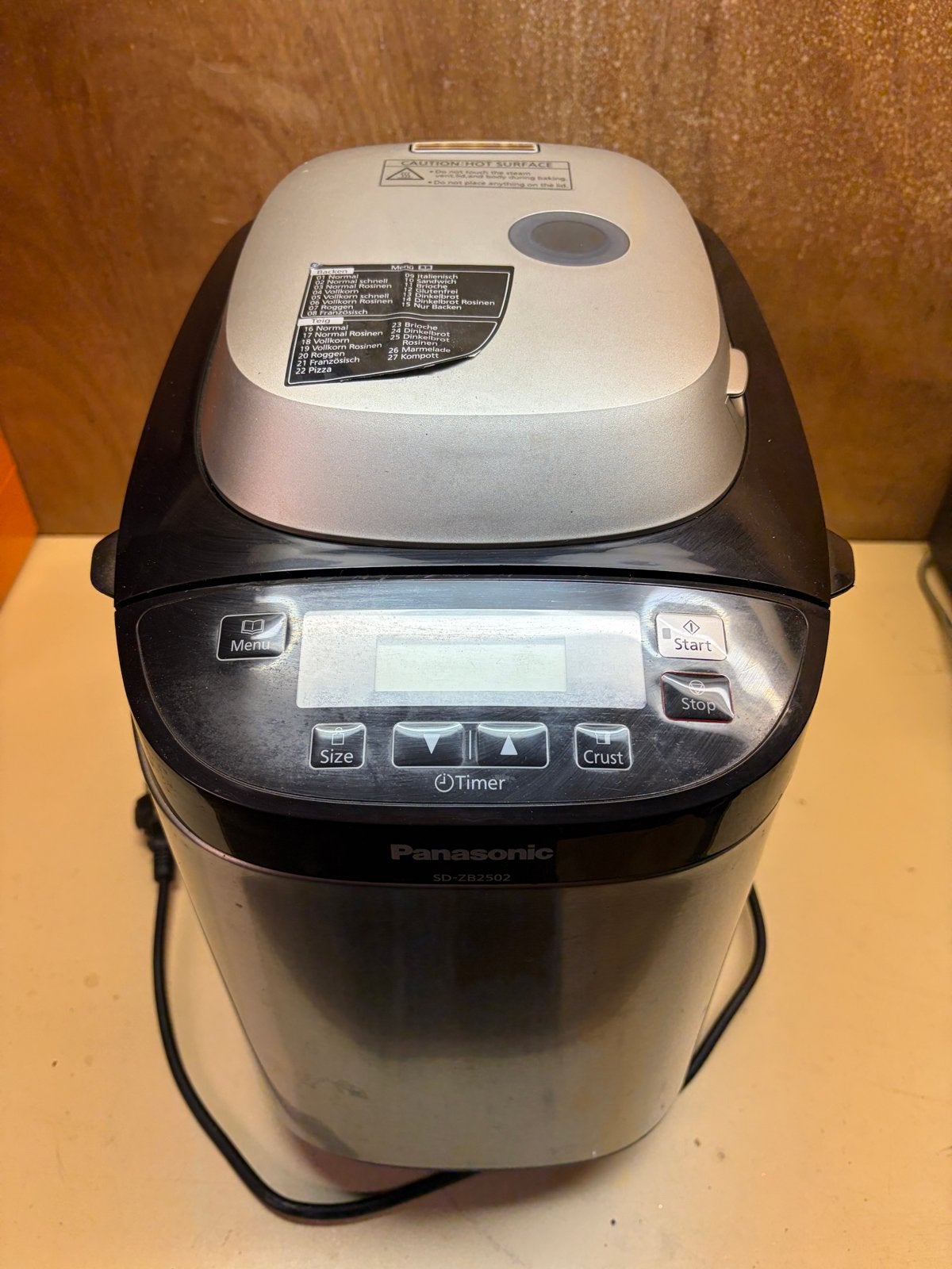 Panasonic SD-ZB2502 Broodbakmachine met Timer, Gebruikt, Q, 800 tot 1200 gram deeg, Q