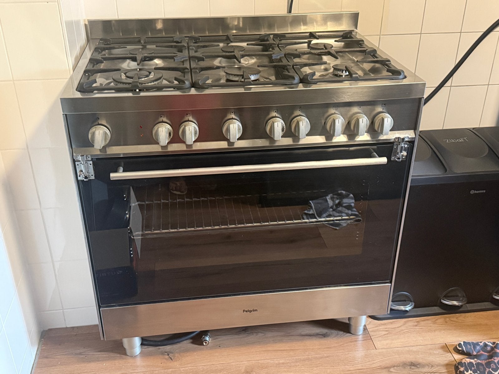 Pelgrim gasfornuis met oven - ovendeur sluit niet goed, Gebruikt, 60 cm of meer, Ophalen of Verzenden, Gas