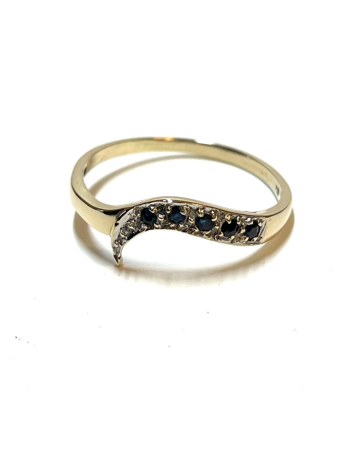 14k gouden ring met saffier, Sieraden, Tassen en Uiterlijk, Ringen, -, 19 tot 20, -, Ophalen of Verzenden