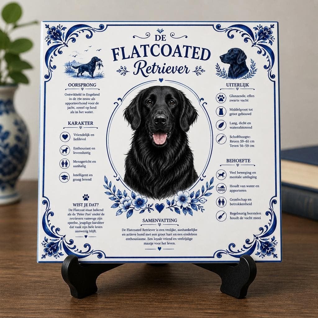 Flatcoated Retriever - Infographic Tegel, Verzenden, Nieuw