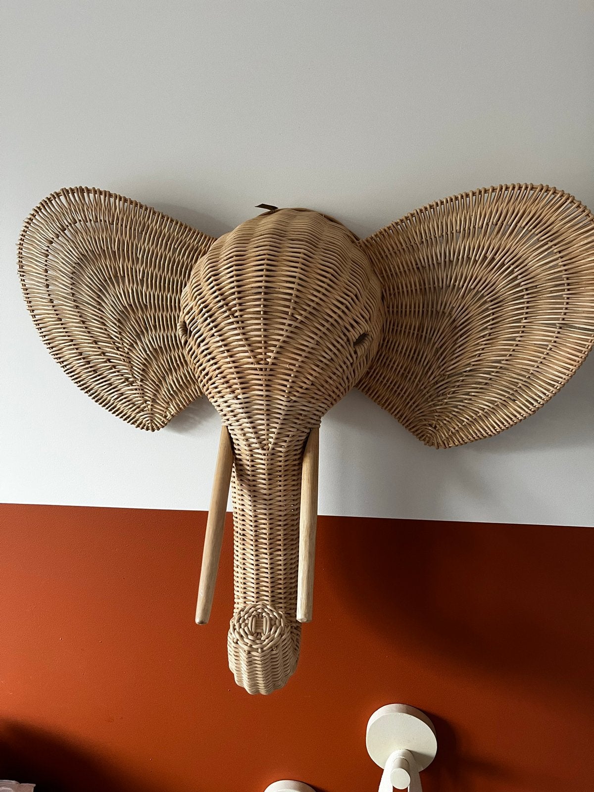 Rotan Olifantenkop Wanddecoratie, Kinderen en Baby's, Ophalen of Verzenden, Zo goed als nieuw