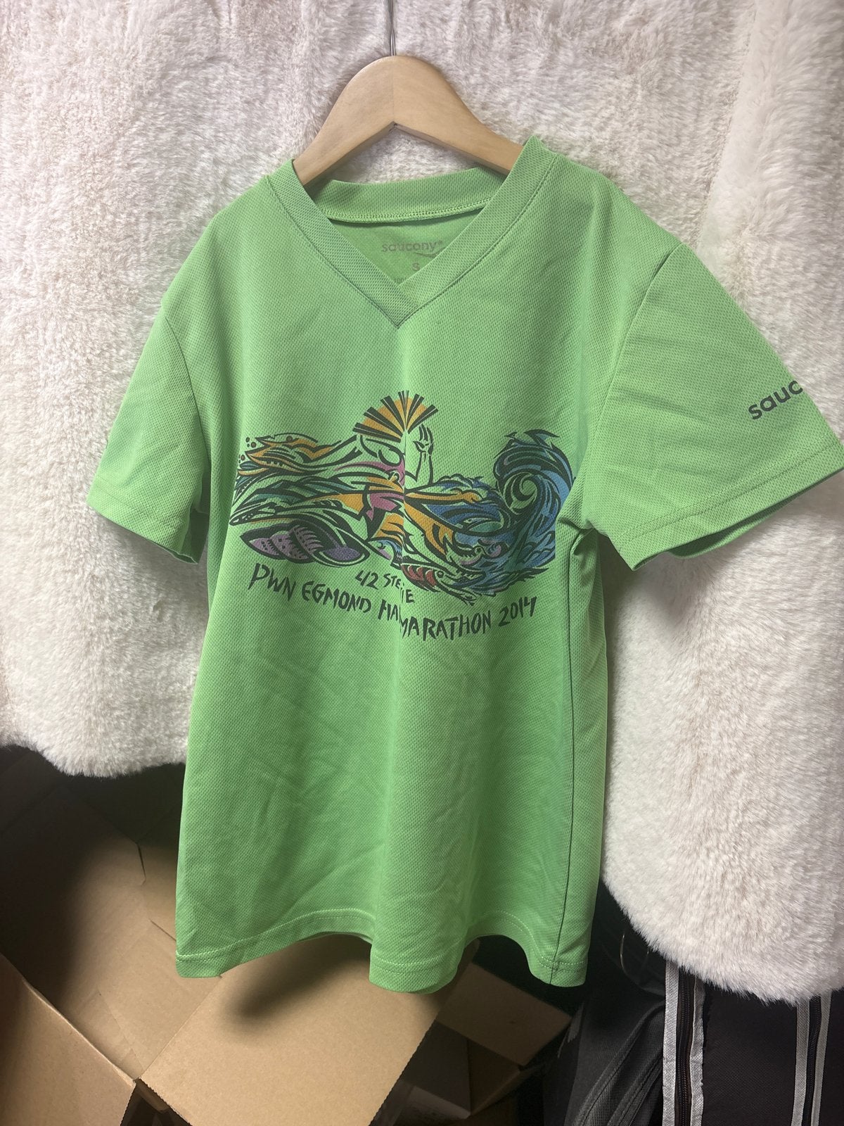 Saucony PWN Egmond Halve Marathon 2014 T-shirt, Ophalen of Verzenden, Hardlopen of Fietsen, Maat 36 (S), Gedragen