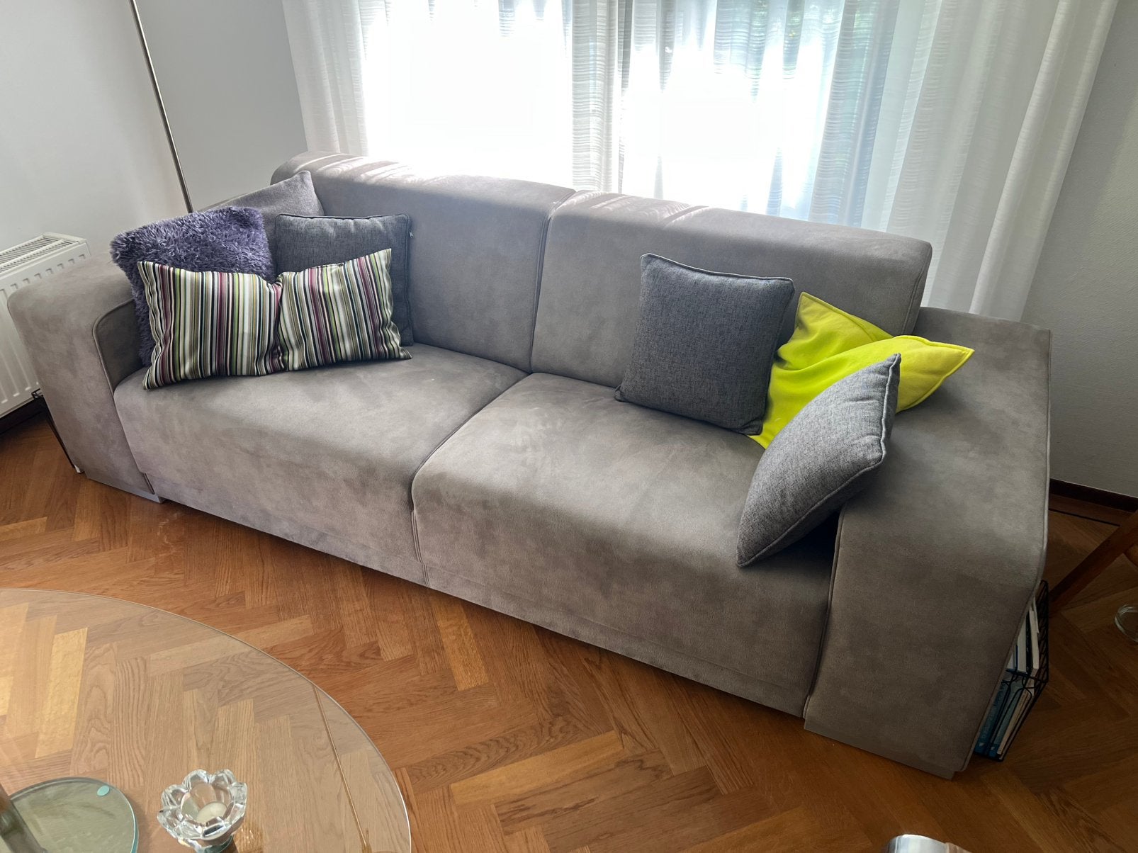 Te Koop : Bankstel Nieuw Staat Bank Zie Foto’s Grijs, Ophalen, Nieuw, 75 tot 100 cm, Rechte bank