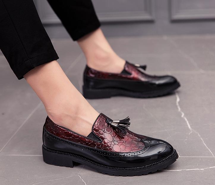 Zwart rode heren lak loafers met kwastjes nette schoenen, Verzenden, Nieuw, Overige kleuren, Loafers