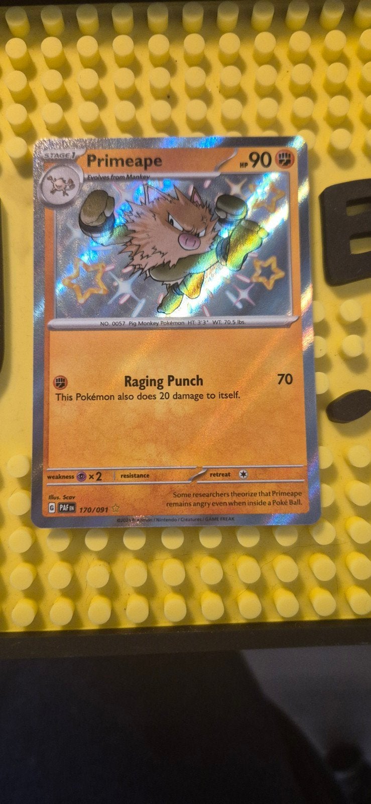 Primeape (Foil) - Pokémon Kaart - PAFN 170/091, Ophalen of Verzenden, Zo goed als nieuw, Losse kaart, Foil