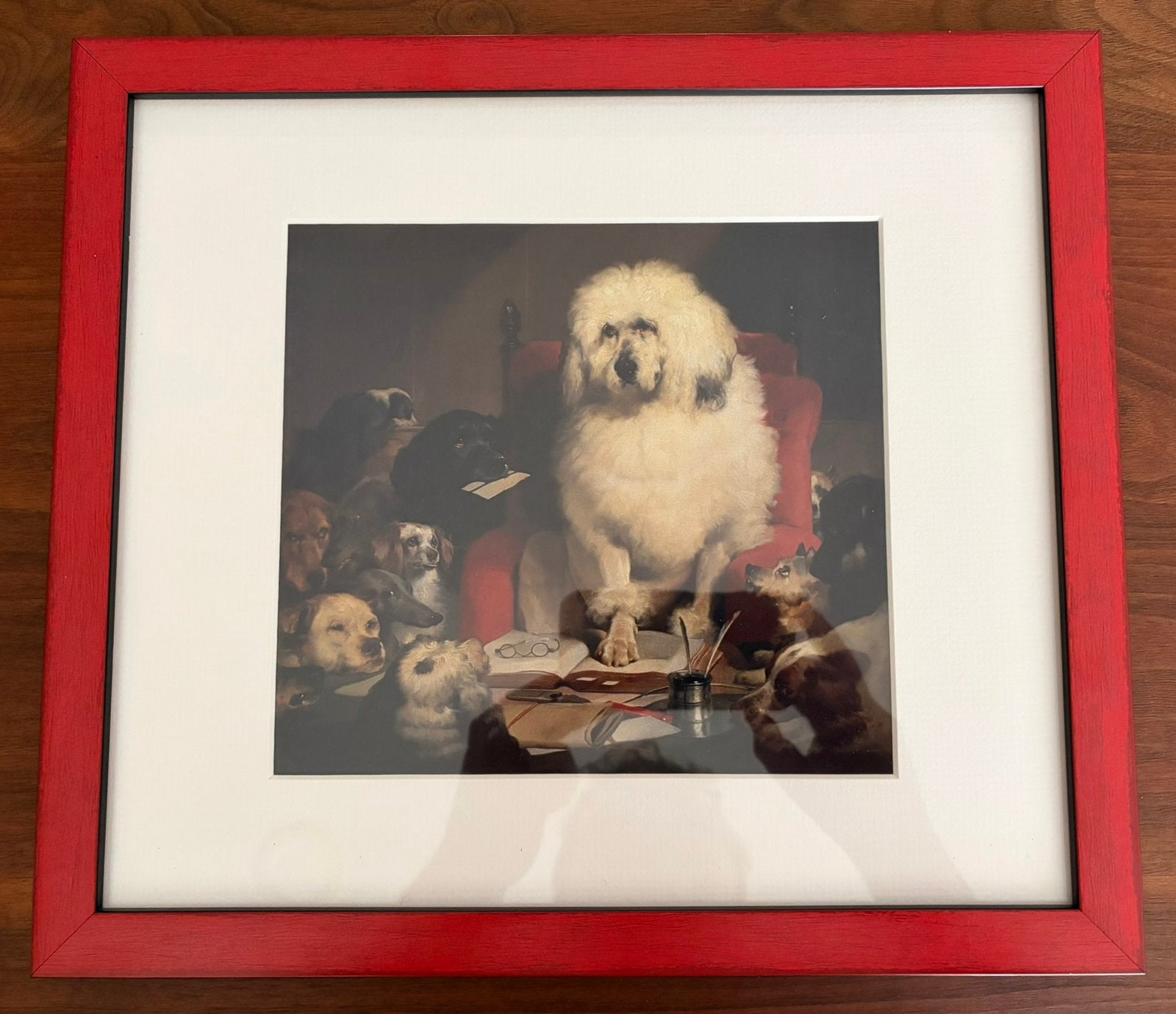 (Reproductie) Edwin Landseer - Trial by Jury, Antiek en Kunst, Realistisch, Dieren, Papier, Ingelijst