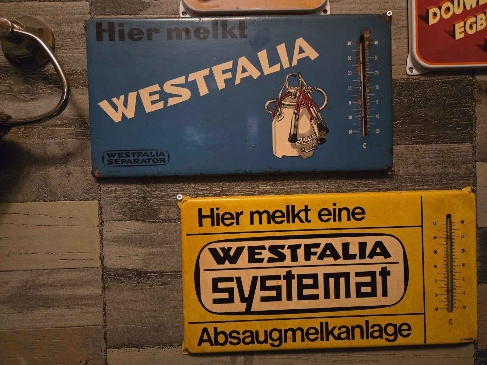 Twee leuke emaille reclame borden., Verzamelen, Merken en Reclamevoorwerpen, Ophalen of Verzenden, Zo goed als nieuw, Reclamebord