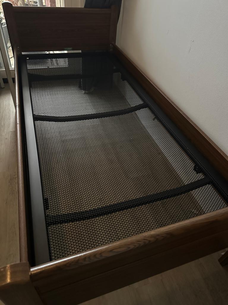 Auping Spiraalbodem vlak 90x200 zgan, Gebruikt, 90 cm, Eenpersoons, Bruin